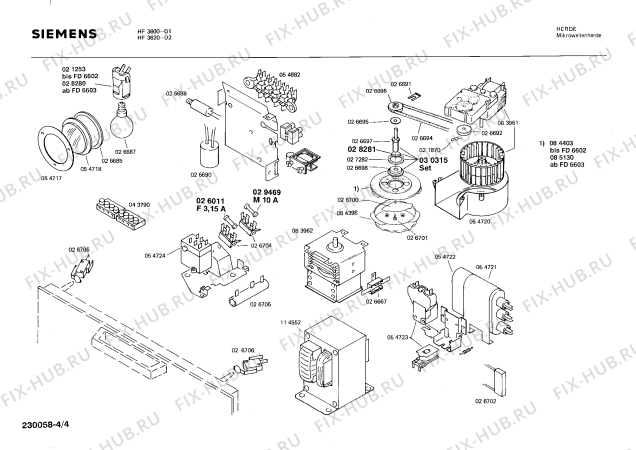 Взрыв-схема микроволновой печи Siemens HF3600 - Схема узла 04