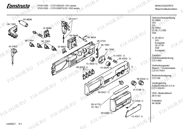 Схема №3 CV51200 Constructa VIVA 1200 с изображением Панель управления для стиральной машины Bosch 00350613