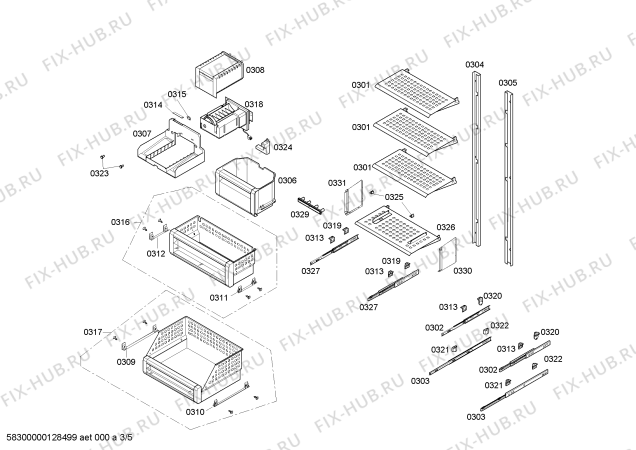 Взрыв-схема холодильника Siemens FI24NP30 - Схема узла 03