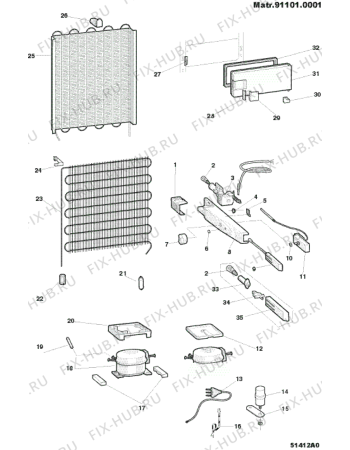 Взрыв-схема холодильника Indesit RG1232EU (F018363) - Схема узла