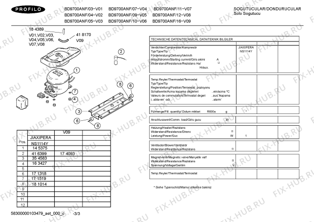 Взрыв-схема холодильника Profilo BD9700ANF - Схема узла 03