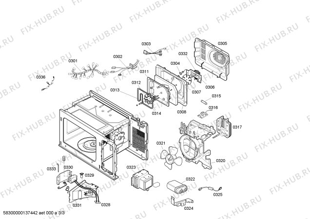 Схема №3 3WT3047 с изображением Кабель для микроволновой печи Bosch 00615364