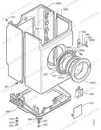 Взрыв-схема стиральной машины Electrolux EW511F - Схема узла Cabinet + armatures