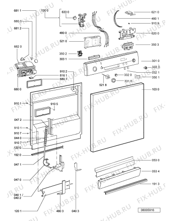 Схема №2 GSFK 2524 WS с изображением Модуль (плата) управления для посудомойки Whirlpool 481221838582