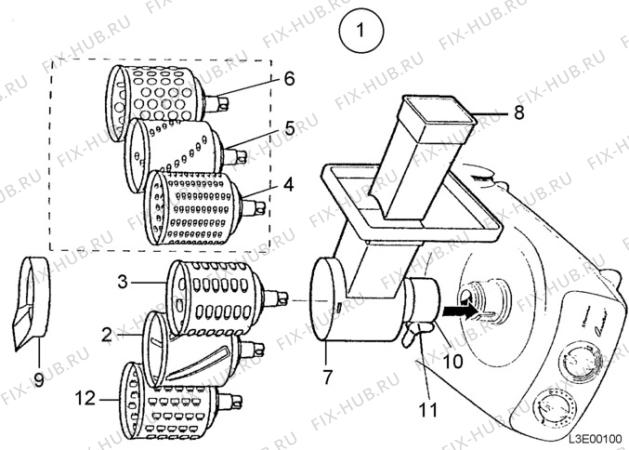 Взрыв-схема комплектующей Unknown N24 - Схема узла L30 Vegetable mincer E