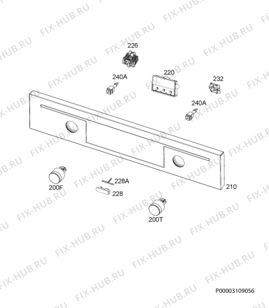 Взрыв-схема плиты (духовки) Aeg BP331302FM - Схема узла Command panel 037
