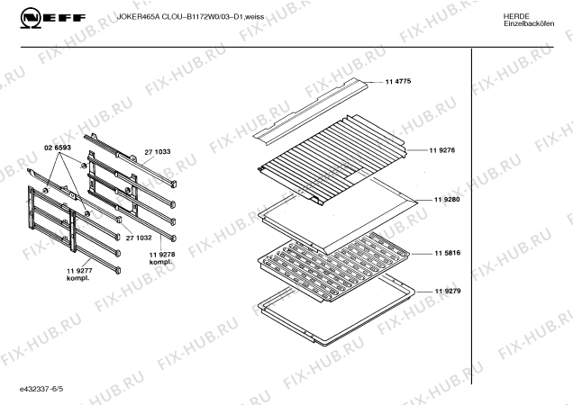 Схема №5 B1172W0 JOKER 465 A CLOU с изображением Панель для плиты (духовки) Bosch 00284694