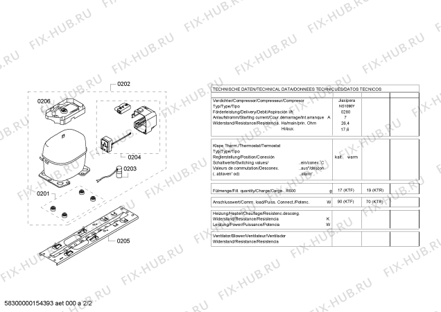 Схема №2 KTL14V30 с изображением Компрессор для холодильника Bosch 00145249