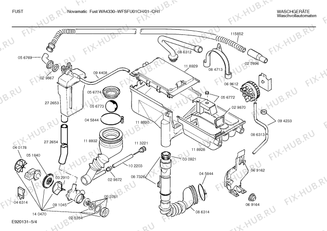 Взрыв-схема стиральной машины Novamatic WFSFU01CH Novamatic FUST WA4330 - Схема узла 04