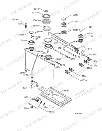 Взрыв-схема плиты (духовки) Zanussi ZCG952LX - Схема узла Functional parts 267