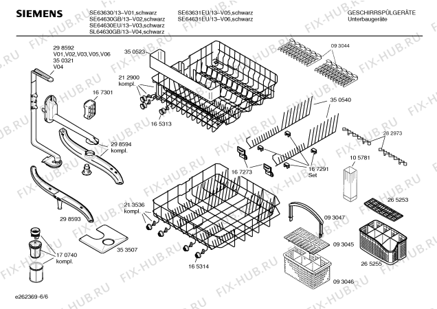 Взрыв-схема посудомоечной машины Siemens SE64631EU - Схема узла 06