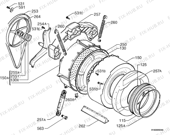 Взрыв-схема стиральной машины Rex RL74 - Схема узла Functional parts 267