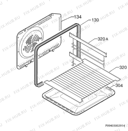 Взрыв-схема плиты (духовки) Electrolux EKD603501X - Схема узла Oven