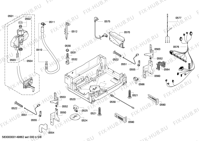 Взрыв-схема посудомоечной машины Bosch SBV65T50EU - Схема узла 05