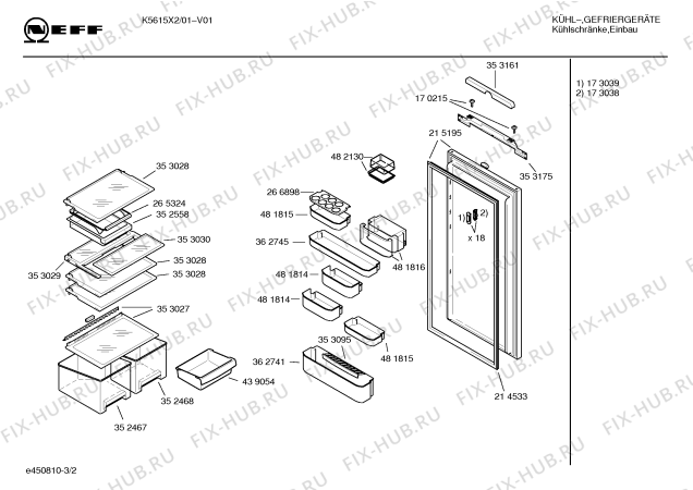 Взрыв-схема холодильника Neff K5615X4 - Схема узла 02