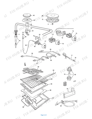 Взрыв-схема плиты (духовки) DELONGHI HEW 8541 S - REPLACED BY C580DL337W - Схема узла 2