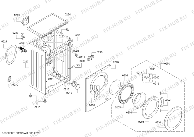 Взрыв-схема стиральной машины Bosch WLG24160BL - Схема узла 02