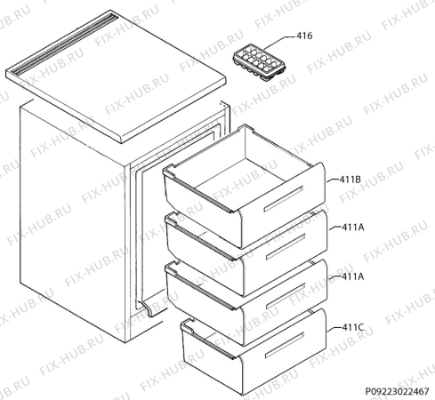 Взрыв-схема холодильника John Lewis JLUCFZS617 - Схема узла Internal parts