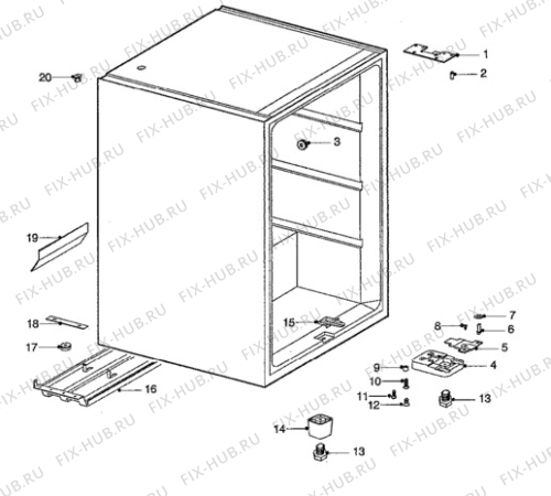 Взрыв-схема холодильника Electrolux TF350G - Схема узла Cabinet + armatures