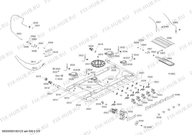 Взрыв-схема плиты (духовки) Bosch HSK55I33SE COCINA PRO7400 IX CHILE L76 - Схема узла 05