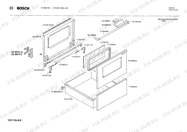 Взрыв-схема плиты (духовки) Bosch 0750041085 EH682SW - Схема узла 04