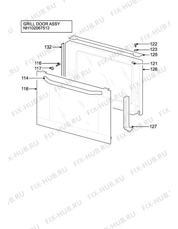 Взрыв-схема плиты (духовки) Aeg Electrolux U7101-4-A - Схема узла H10 Grill door assy