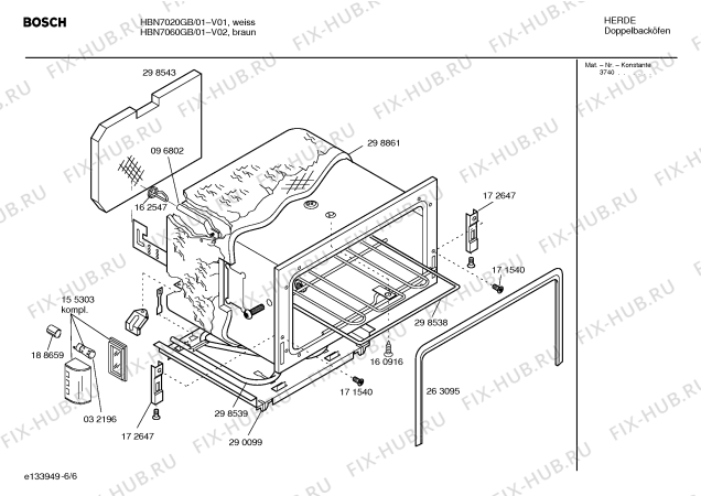Схема №6 HBN7020GB с изображением Осветительная планка для плиты (духовки) Siemens 00183121