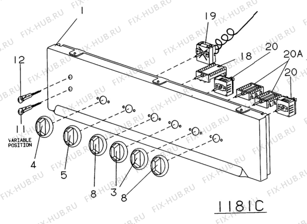 Взрыв-схема комплектующей Electrolux CF5020A - Схема узла H10 Control Panel