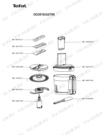 Взрыв-схема кухонного комбайна Tefal DO301EA2/700 - Схема узла UP003509.4P2