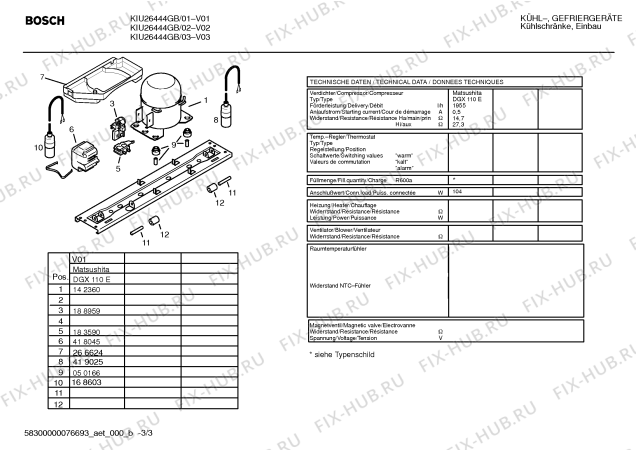 Схема №3 KIU26441FF с изображением Инструкция по эксплуатации для холодильной камеры Bosch 00590114