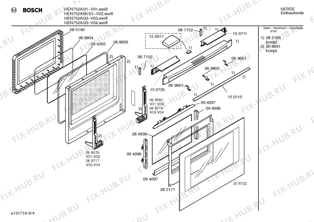 Схема №6 HEN752ASK с изображением Инструкция по эксплуатации для духового шкафа Bosch 00517474