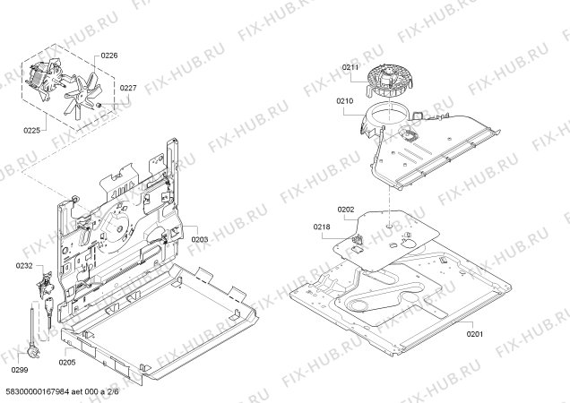 Взрыв-схема плиты (духовки) Bosch HBG30B550W - Схема узла 02