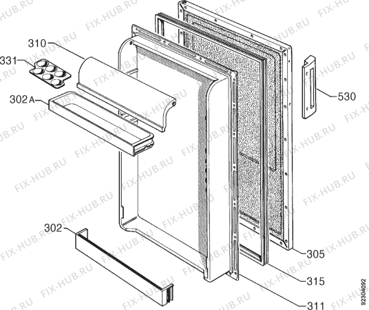 Взрыв-схема холодильника Zanussi HCM6143 - Схема узла Door 003