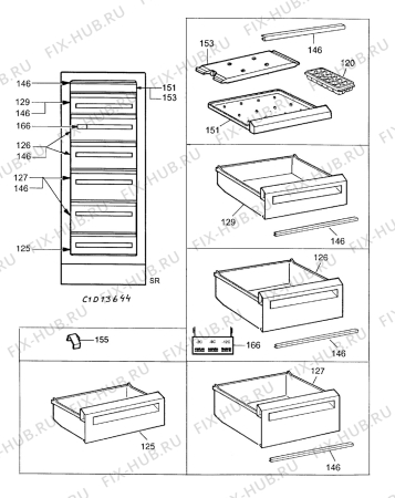 Взрыв-схема холодильника Electrolux EU7117C - Схема узла Internal parts