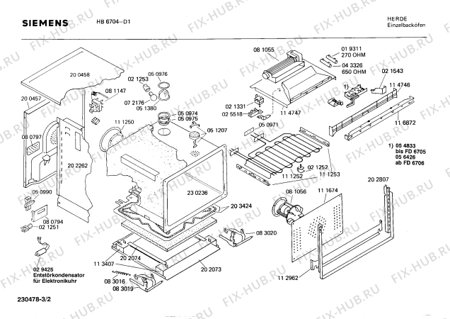 Взрыв-схема плиты (духовки) Siemens HB6704 - Схема узла 02