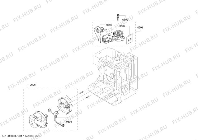 Взрыв-схема кофеварки (кофемашины) Bosch TES803F9DE VeroSelection exclusiv - Схема узла 05