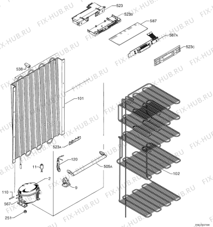 Взрыв-схема холодильника Privileg 00143629_41698 - Схема узла Cooling system 017