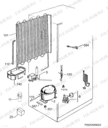 Взрыв-схема холодильника Aeg SCE81821LC - Схема узла Cooling system 017