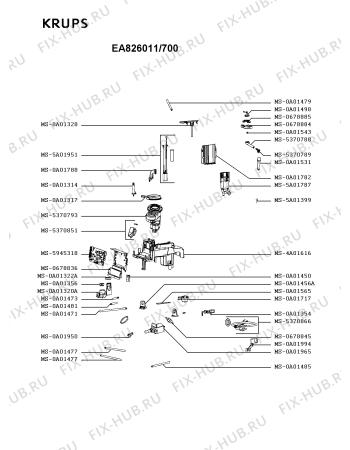 Взрыв-схема кофеварки (кофемашины) Krups EA826011/700 - Схема узла TP004128.5P2