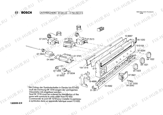 Взрыв-схема плиты (духовки) Bosch 0750292013 EH64US - Схема узла 02