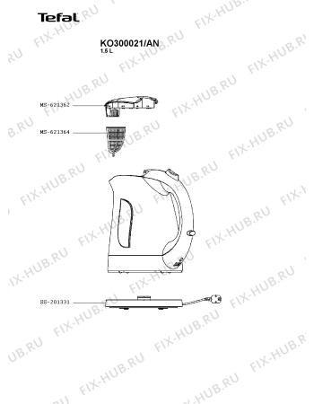 Схема №1 KO300040/AN с изображением Покрытие для чайника (термопота) Tefal MS-621362