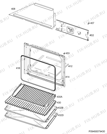 Взрыв-схема плиты (духовки) Ikea GORLIG 00411860 - Схема узла Oven