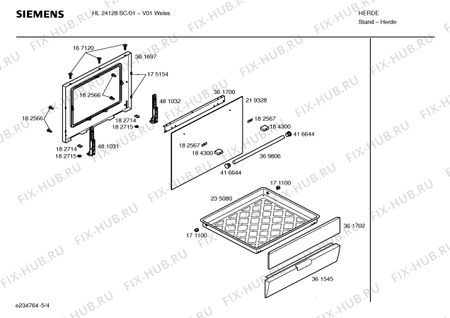 Взрыв-схема плиты (духовки) Siemens HL24128SC - Схема узла 04