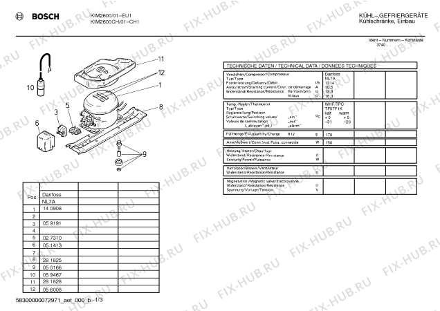 Взрыв-схема холодильника Bosch KIM2600CH - Схема узла 03