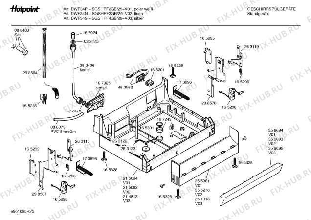 Схема №3 SGSHPF2GB DWF34P с изображением Столешница для посудомоечной машины Bosch 00216517