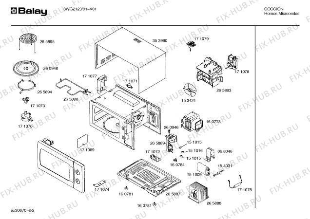 Схема №2 3WG2123 с изображением Решетка для гриля для свч печи Bosch 00265895