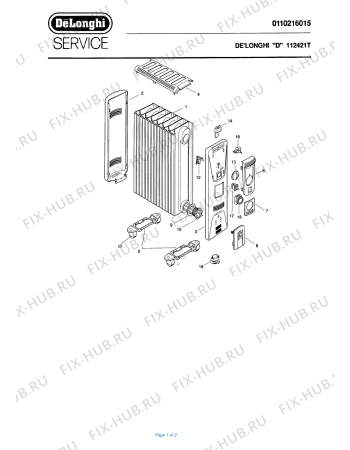 Схема №1 112421T с изображением Опора для электрообогревателя DELONGHI 736617