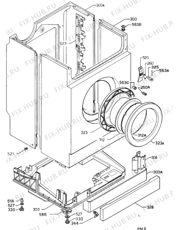 Взрыв-схема стиральной машины Electrolux EW605F - Схема узла Cabinet + armatures