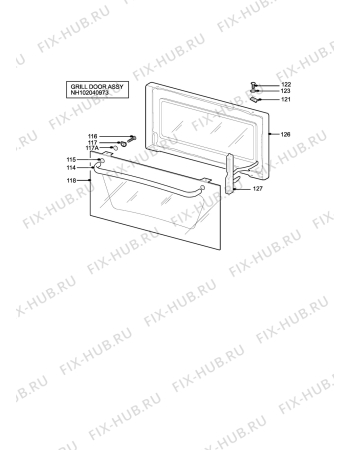 Взрыв-схема плиты (духовки) Tricity Bendix SIE515GM - Схема узла H10 Grill door assy