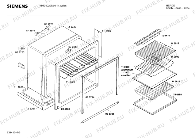 Взрыв-схема плиты (духовки) Siemens HM34020II - Схема узла 05